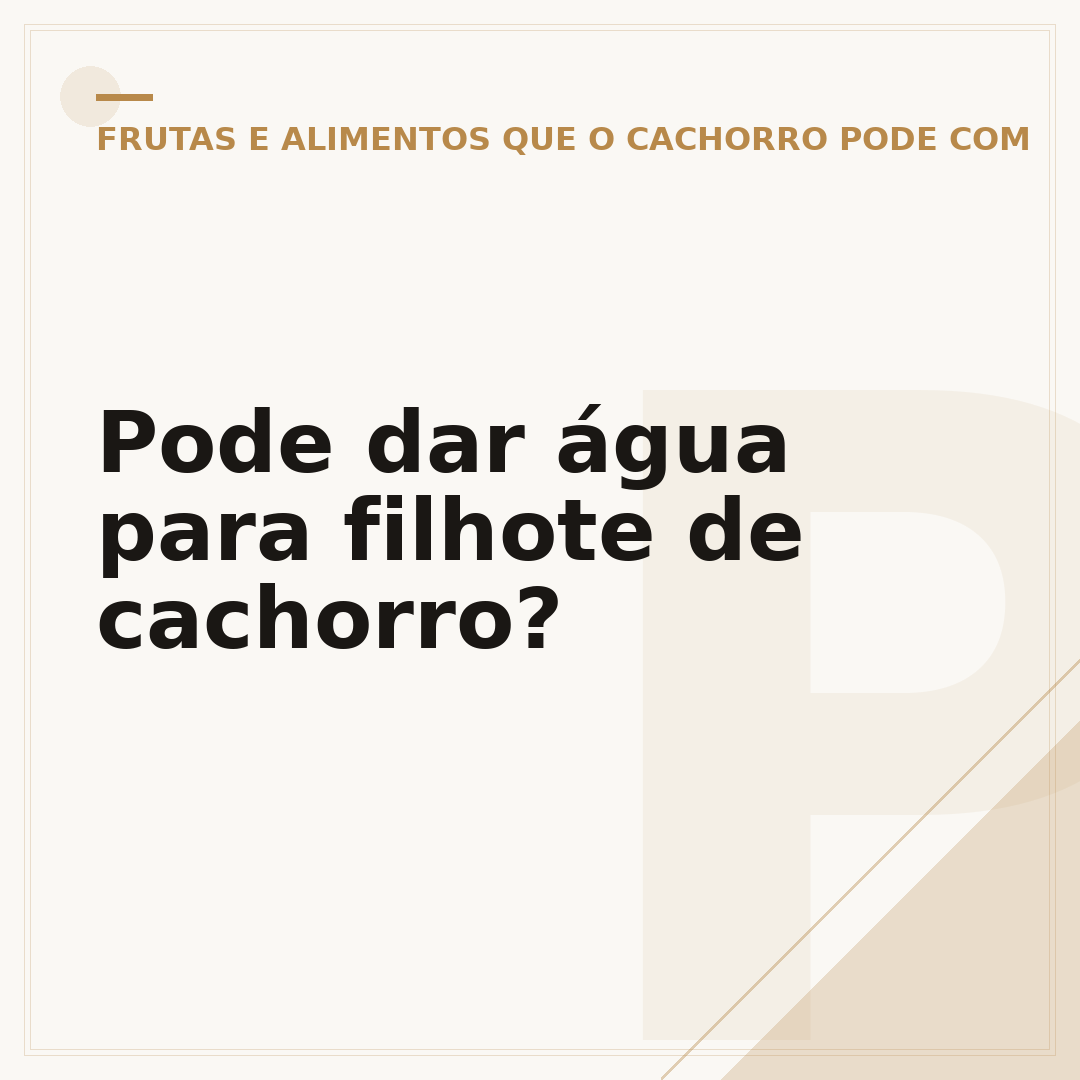 Pode dar água para filhote de cachorro?